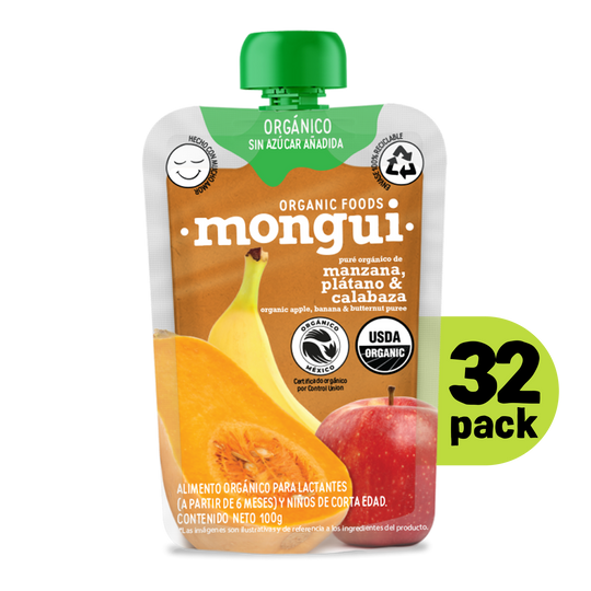 Manzana, Plátano & Calabaza Butternut 100% Orgánico - Pouch 100gr
