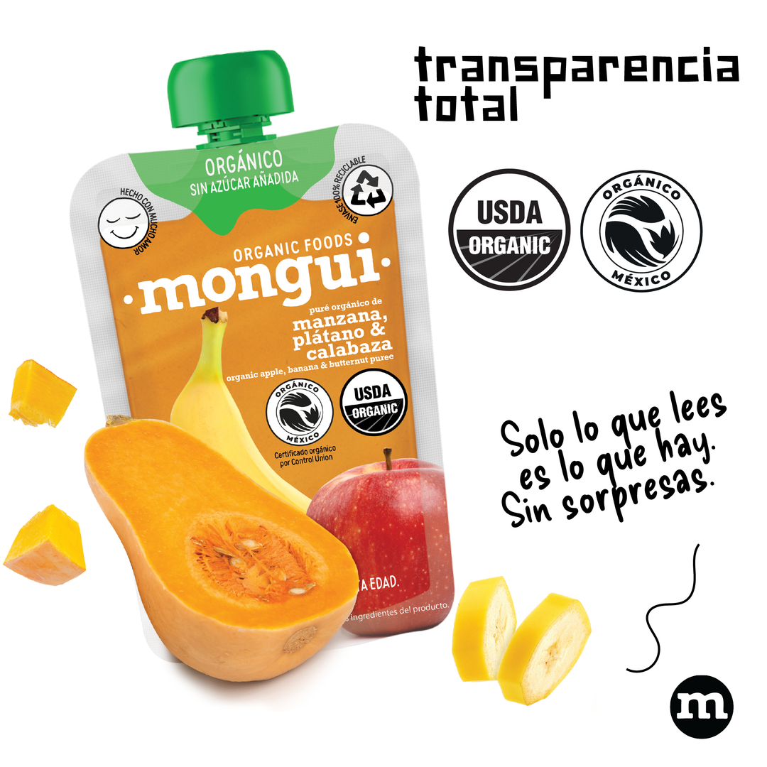 Manzana, Plátano & Calabaza Butternut 100% Orgánico - Pouch 100gr
