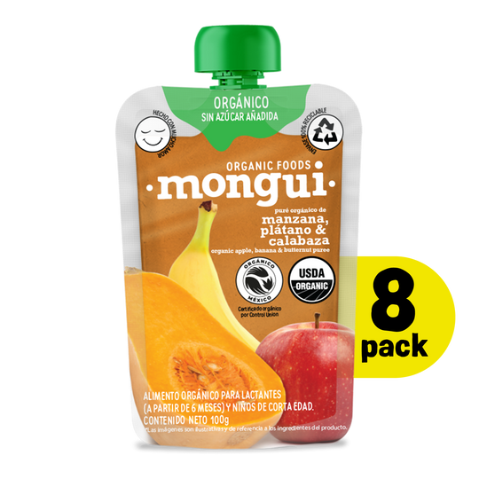 Manzana, Plátano & Calabaza Butternut 100% Orgánico - Pouch 100gr