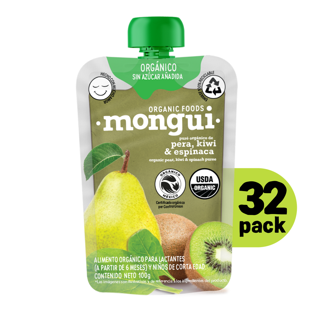 Pera, Kiwi & Espinaca 100% Orgánico - Pouch 100gr