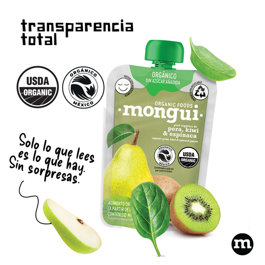 Pera, Kiwi & Espinaca 100% Orgánico - Pouch 100gr