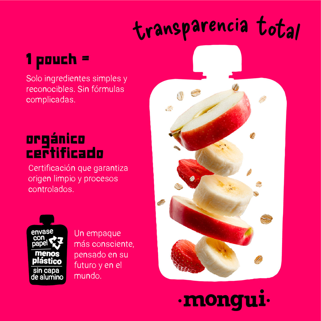 Pouch plátano, fresa y avena