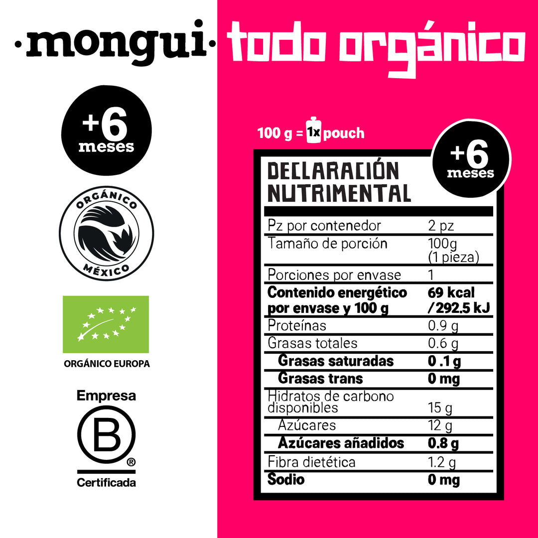 Pouch plátano, fresa y avena