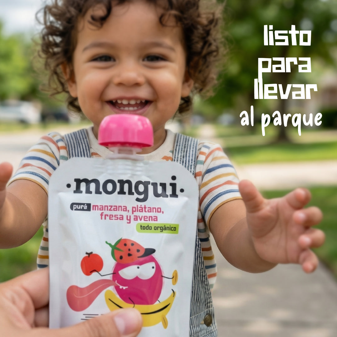 Pouch plátano, fresa y avena