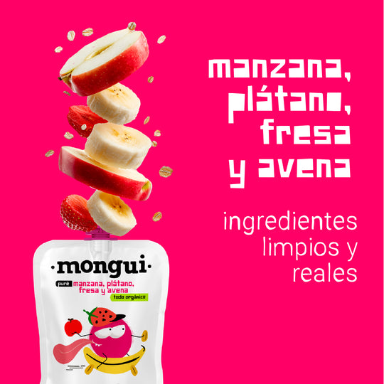 Pouch plátano, fresa y avena