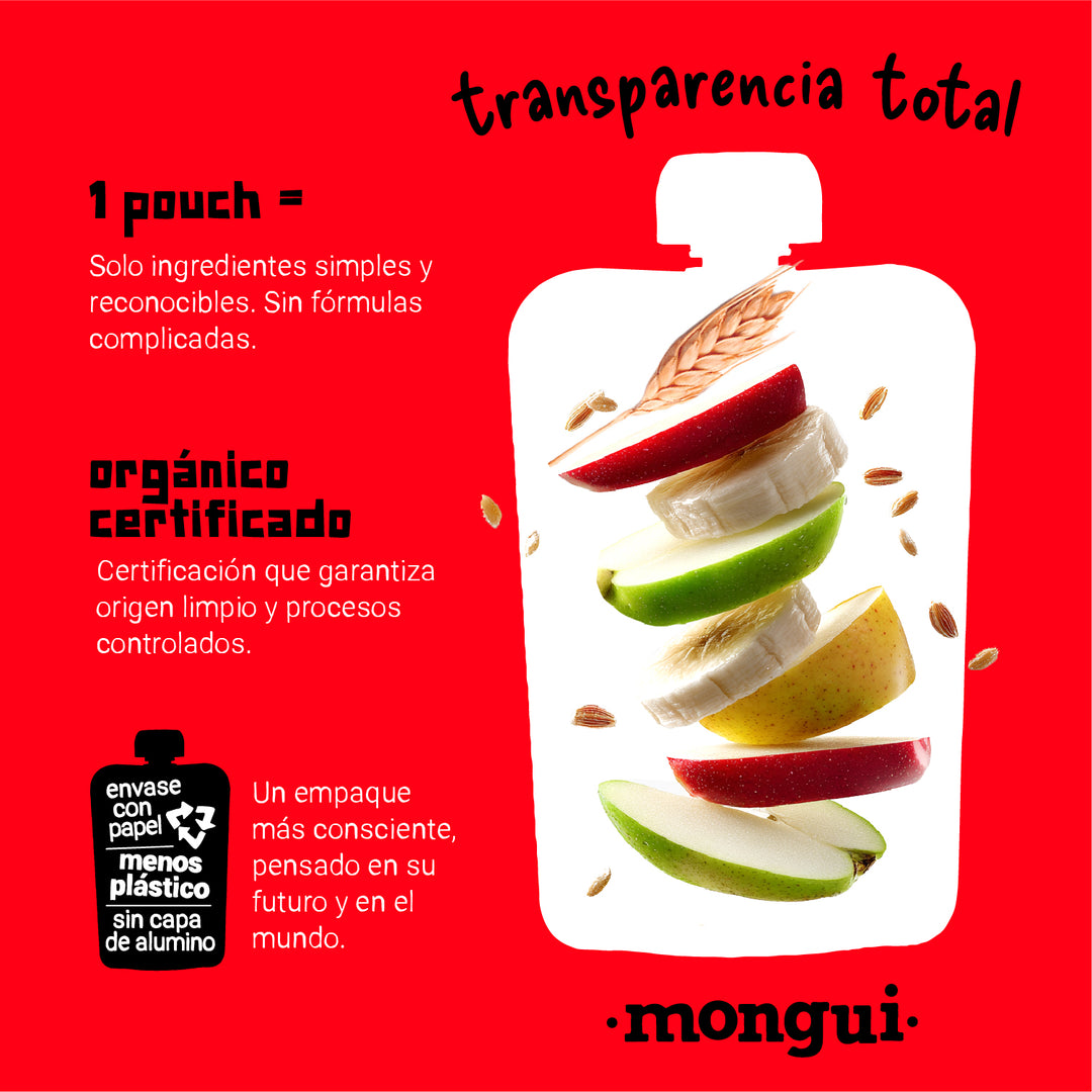 Pouch pera, plátano y trigo