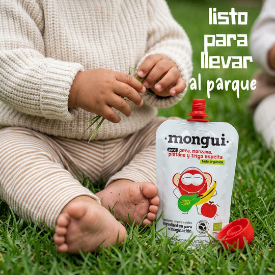 Pouch pera, plátano y trigo