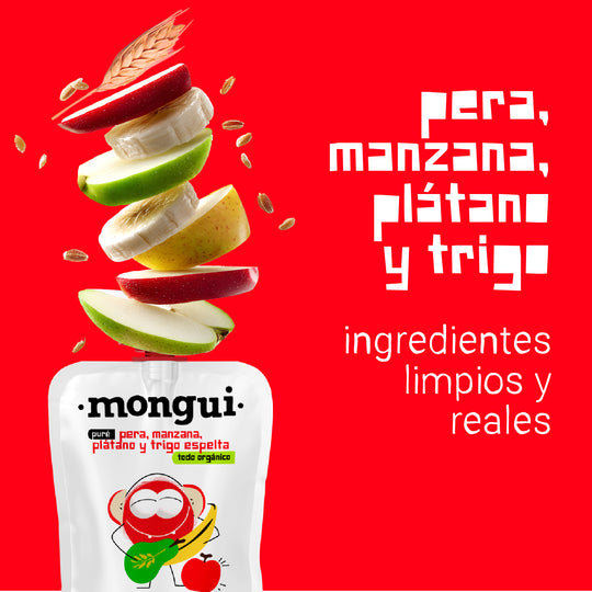 Pouch pera, plátano y trigo