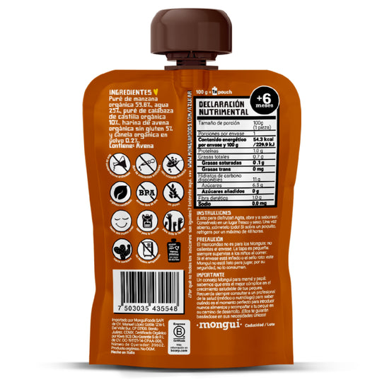 Pouch calabaza, avena y canela