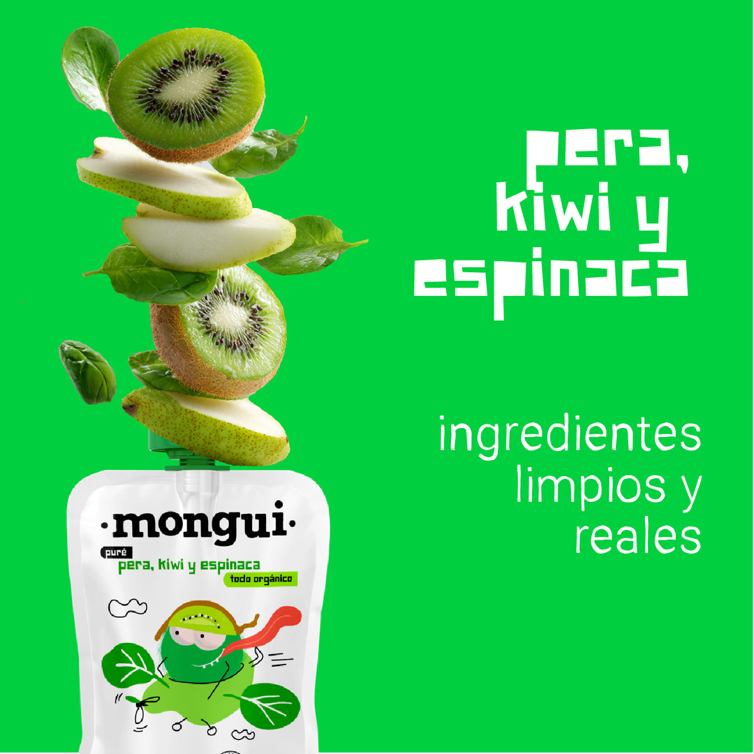 Pouch pera, kiwi y espinaca