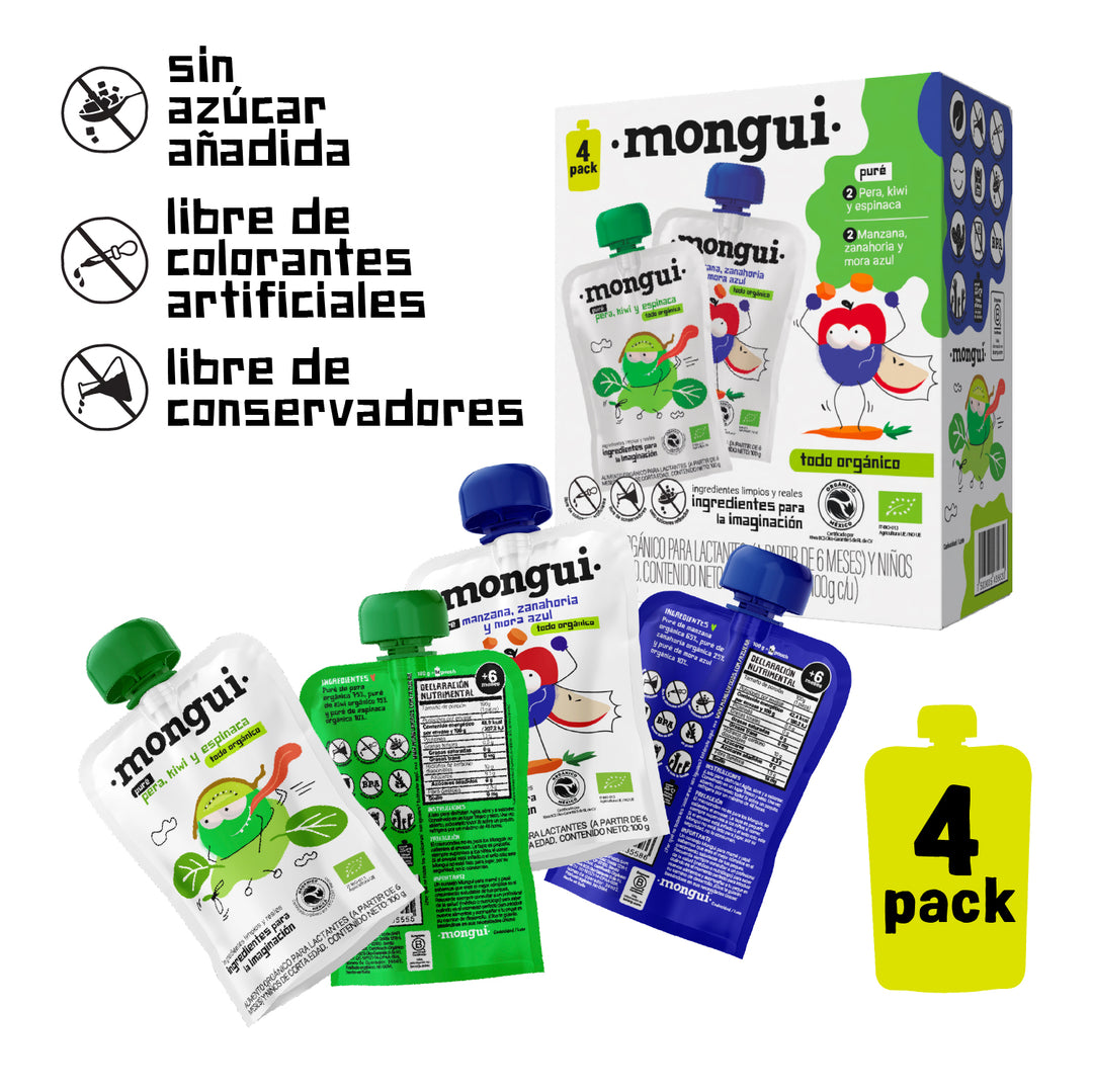 4 pack - kiwi, mora azul, zanahoria y espinaca
