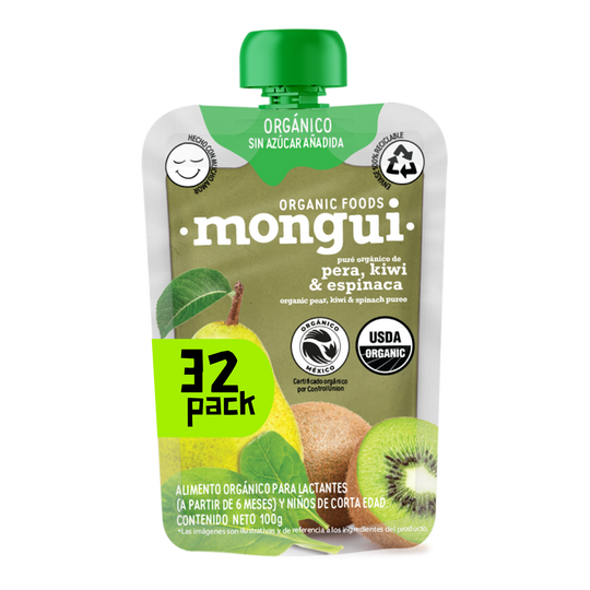 Pera, Kiwi & Espinaca 100% Orgánico - Pouch 100gr