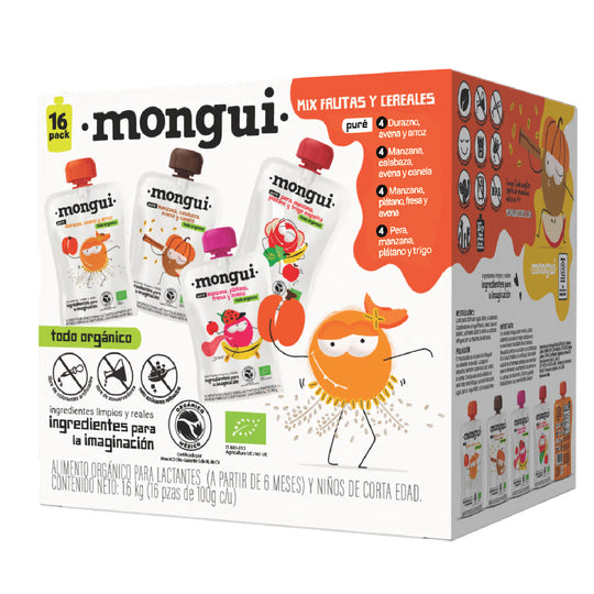 Mongui 16 pack cereales orgánico – vista frontal