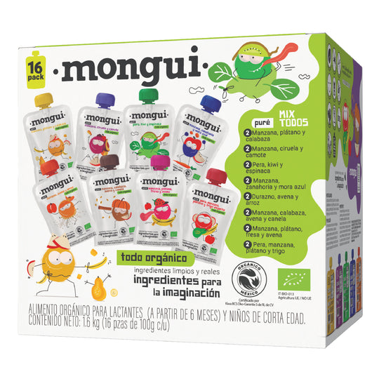 Mongui 16 pack todas las recetas orgánico – vista frontal