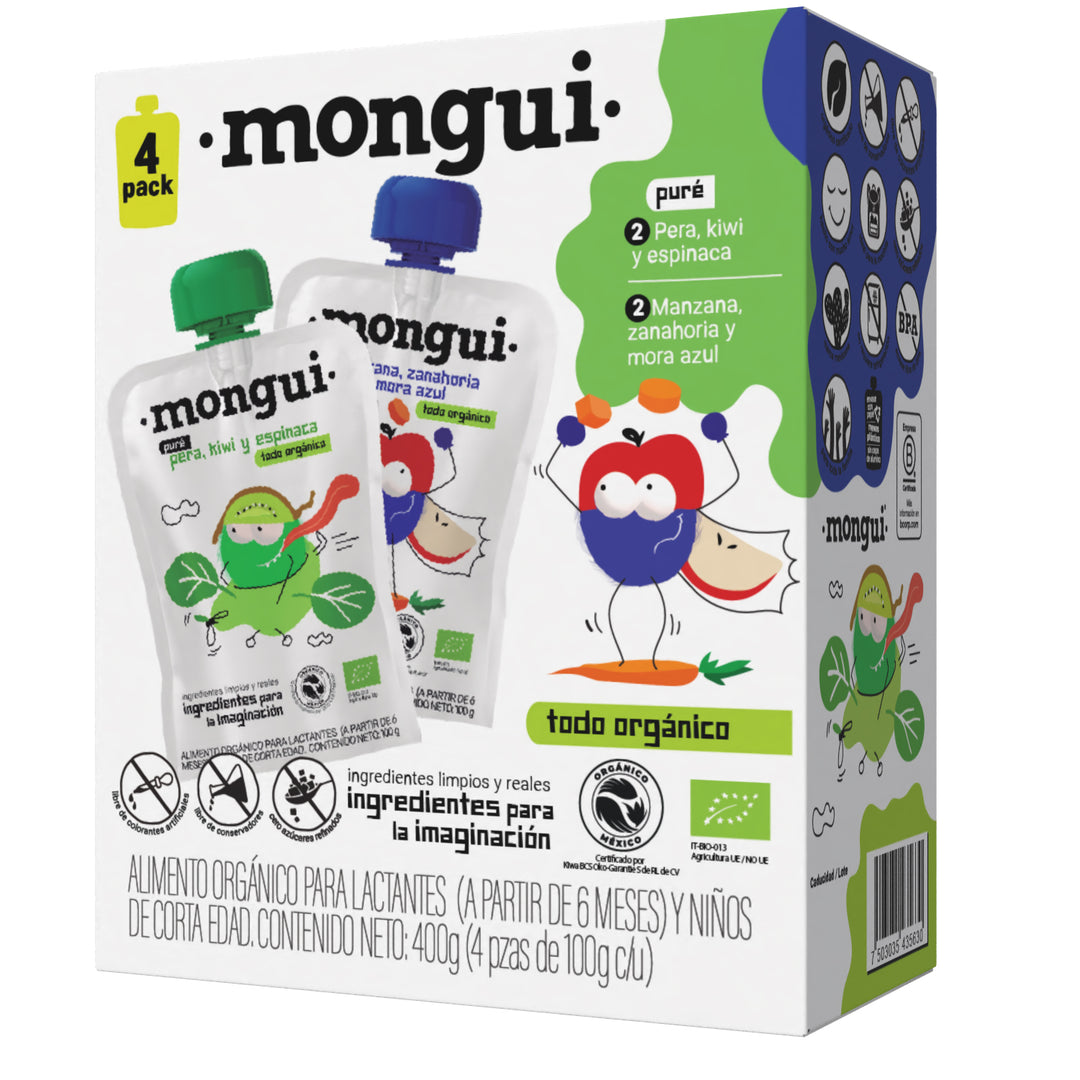 4 pack - kiwi, mora azul, zanahoria y espinaca – frente