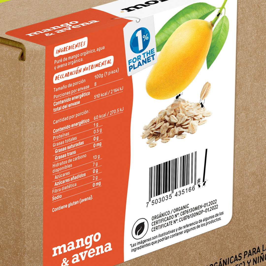 Mango y avena orgánico pouch 100gr