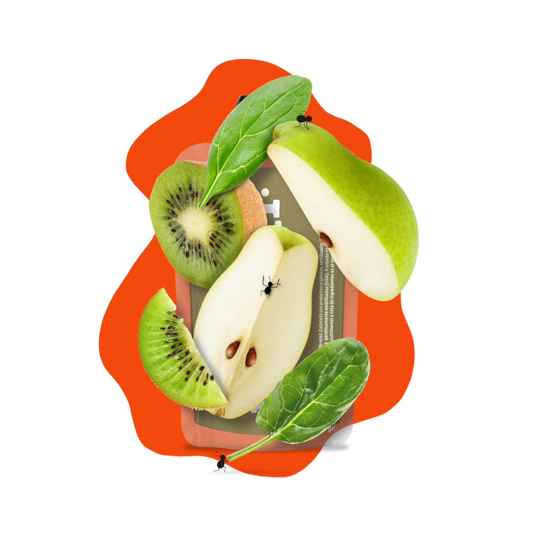 Pera, kiwi y espinaca orgánico pouch 100gr